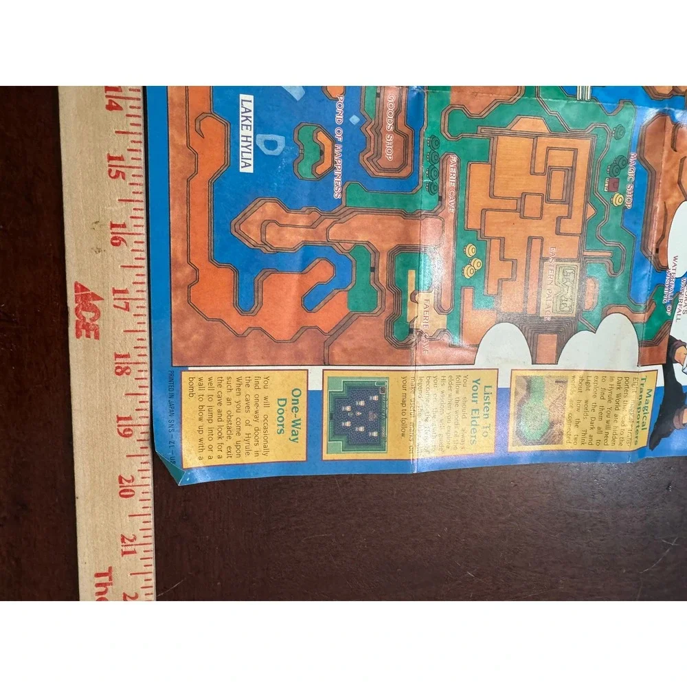 Vintage 1992 Legend of Zelda A Link to the Past SNES Map Overworld Dungeon Lore